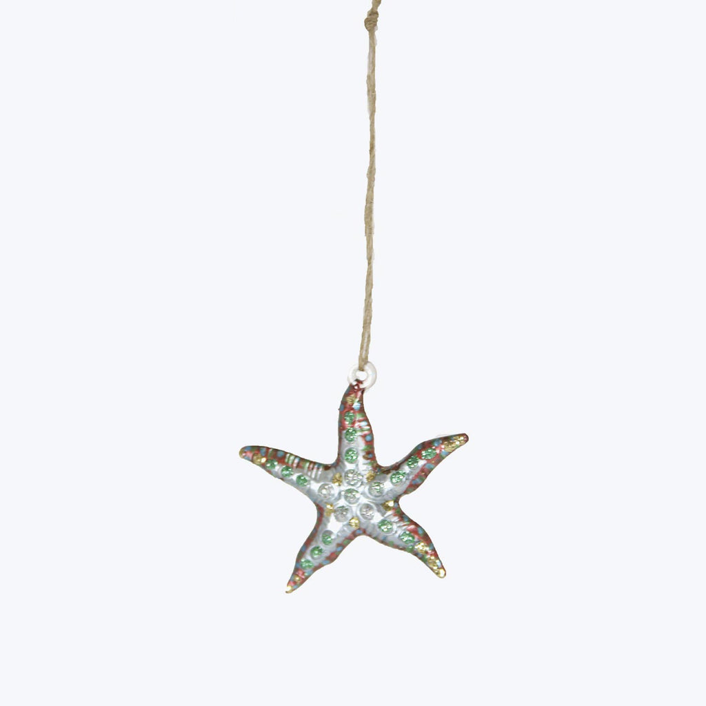 Glitter Starfish Ornament Blue