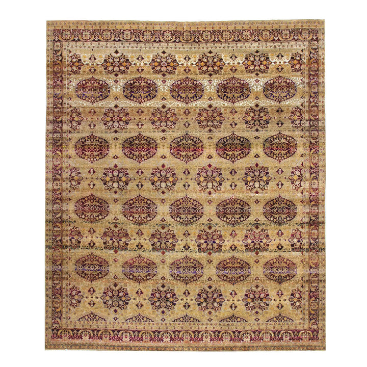 Traditional, ornate Persian-style rug with intricate floral motifs and colors.