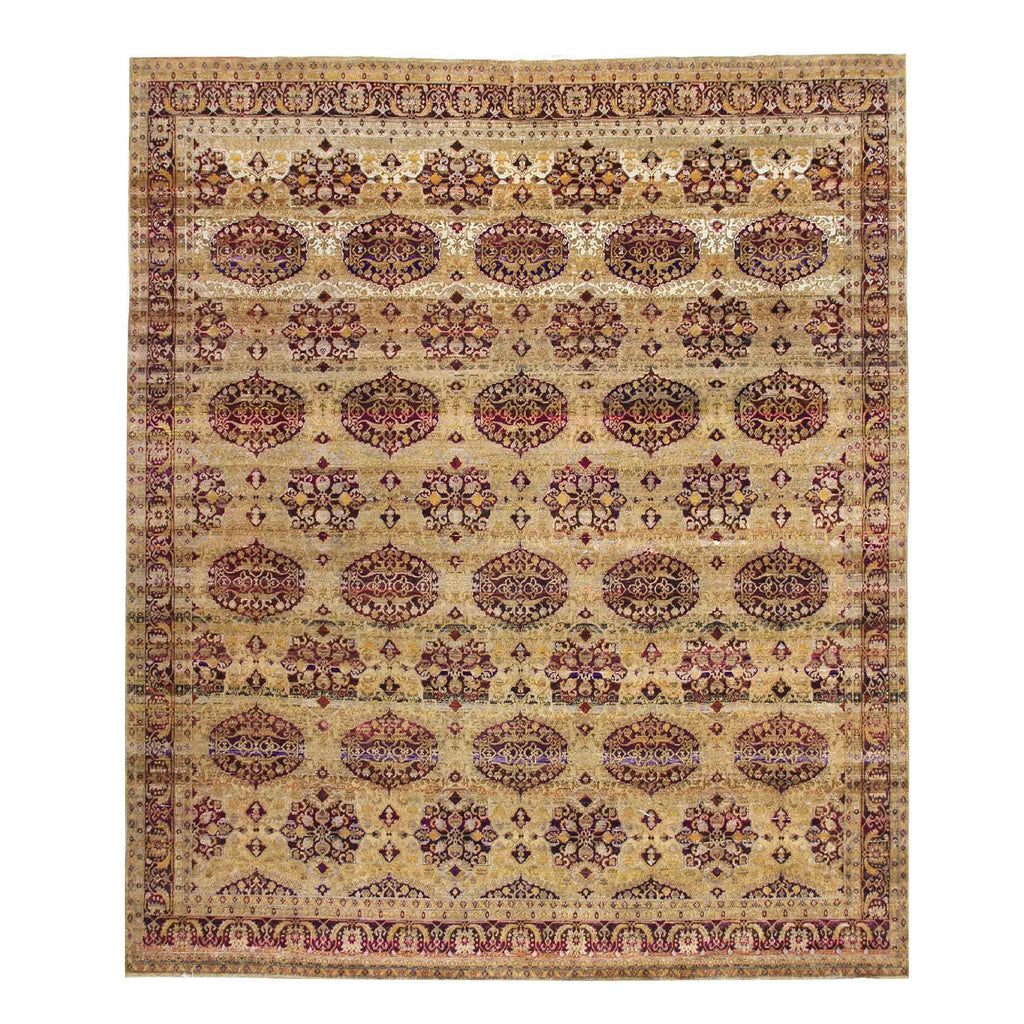 Brown Traditional Wool Silk Blend Rug - 12'2" x 12'2"
