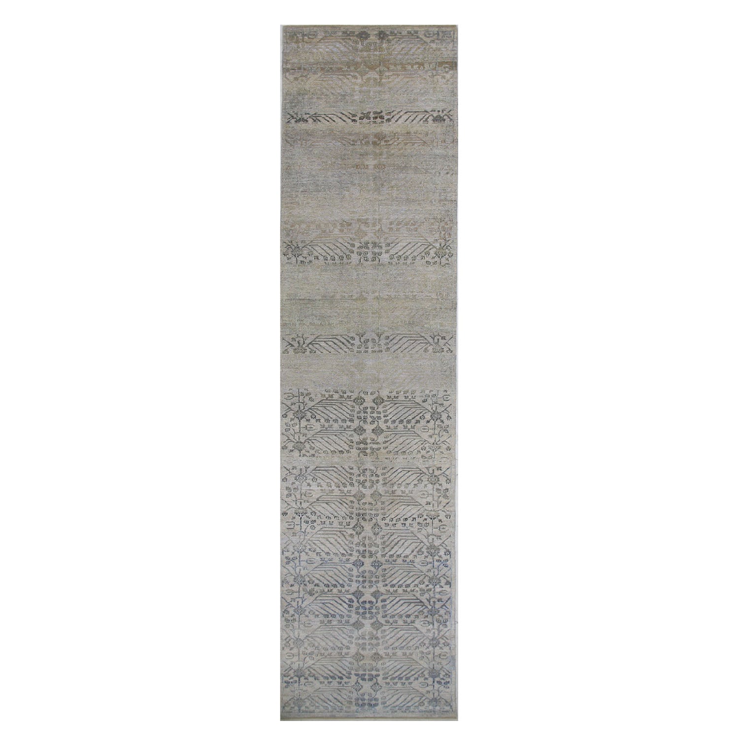 Grey Transitional Wool Silk Blend Runner - 3' x 19'7"