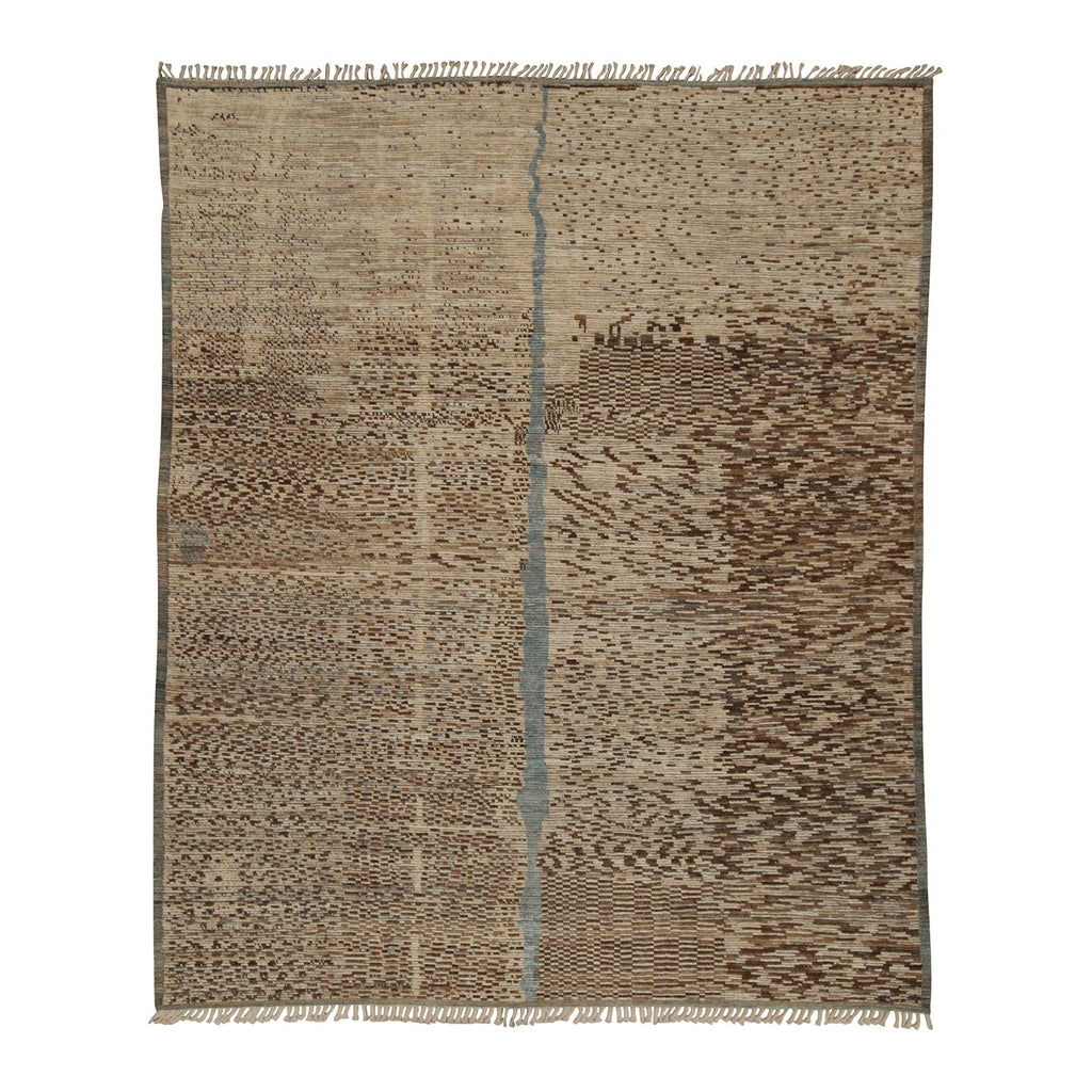 Zameen Brown and Blue Abstract Moroccan Rug 9'8" x 12'1"
