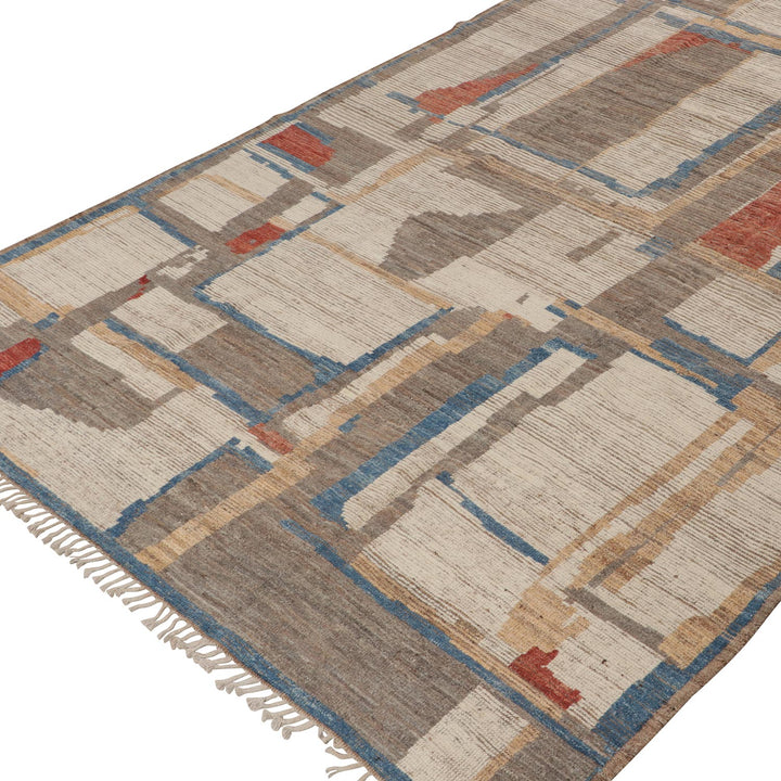 Modern flatweave area rug with geometric design in various colors