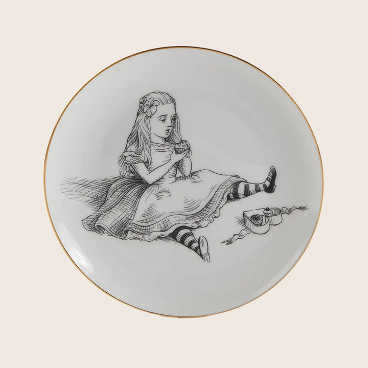 Wonderland Perfect Dessert Plate-Alice on Butterfly
