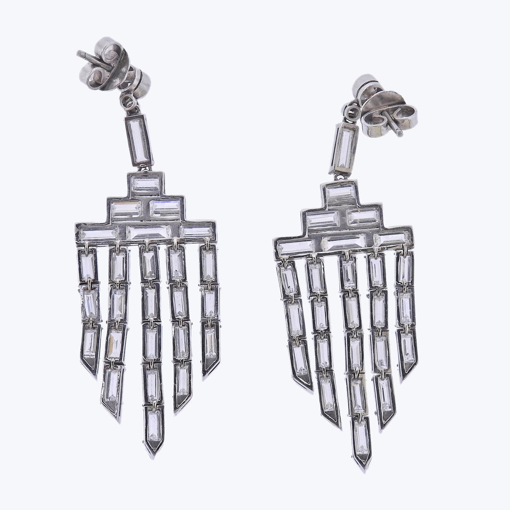 Contemporary Platinum Diamond Chandelier Earrings Default Title