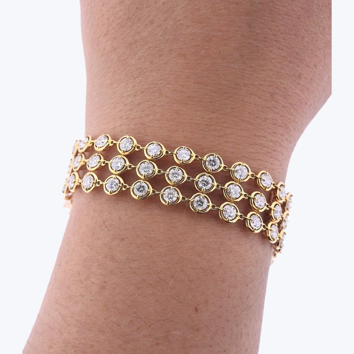 Van Cleef & Arpels Contemporary 18K Yellow Gold Diamond Chain Bracelet Default Title
