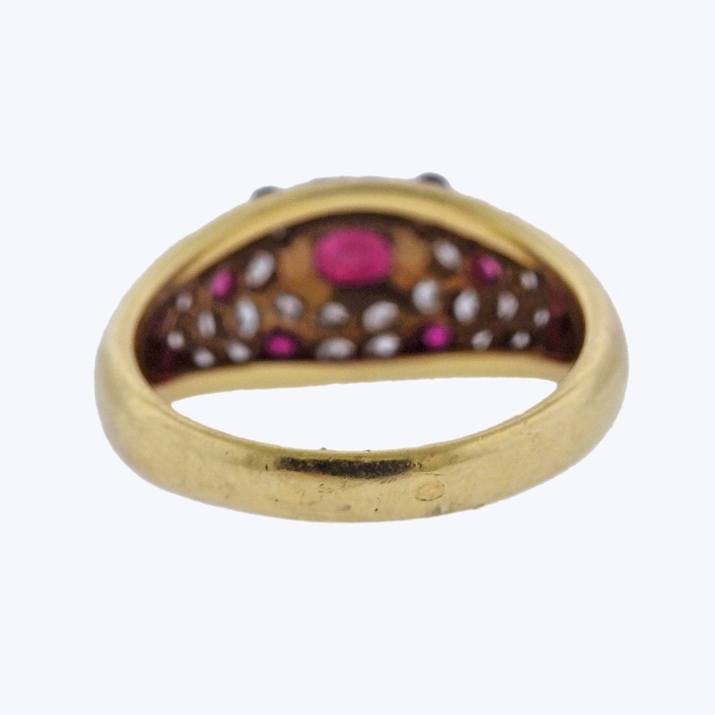 Cartier Vintage 18K Yellow Gold Ruby and Diamond Ring Default Title
