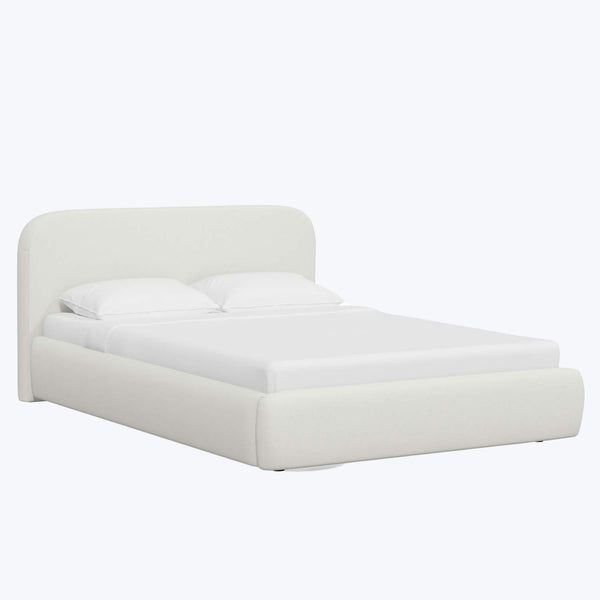 Emme Linen Platform Bed-White-Twin