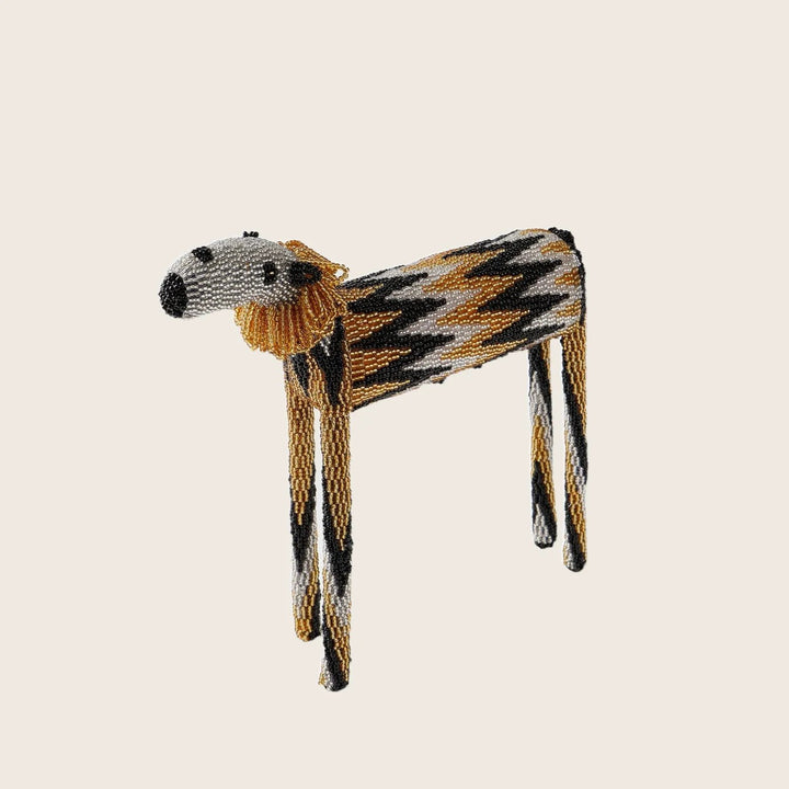 Black & Gold Beaded Animal Small / Lion