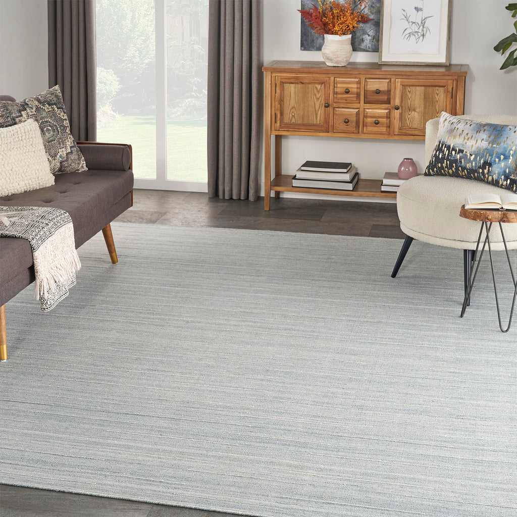 Modern Flatweave Rug - Light Blue 10' x 14'