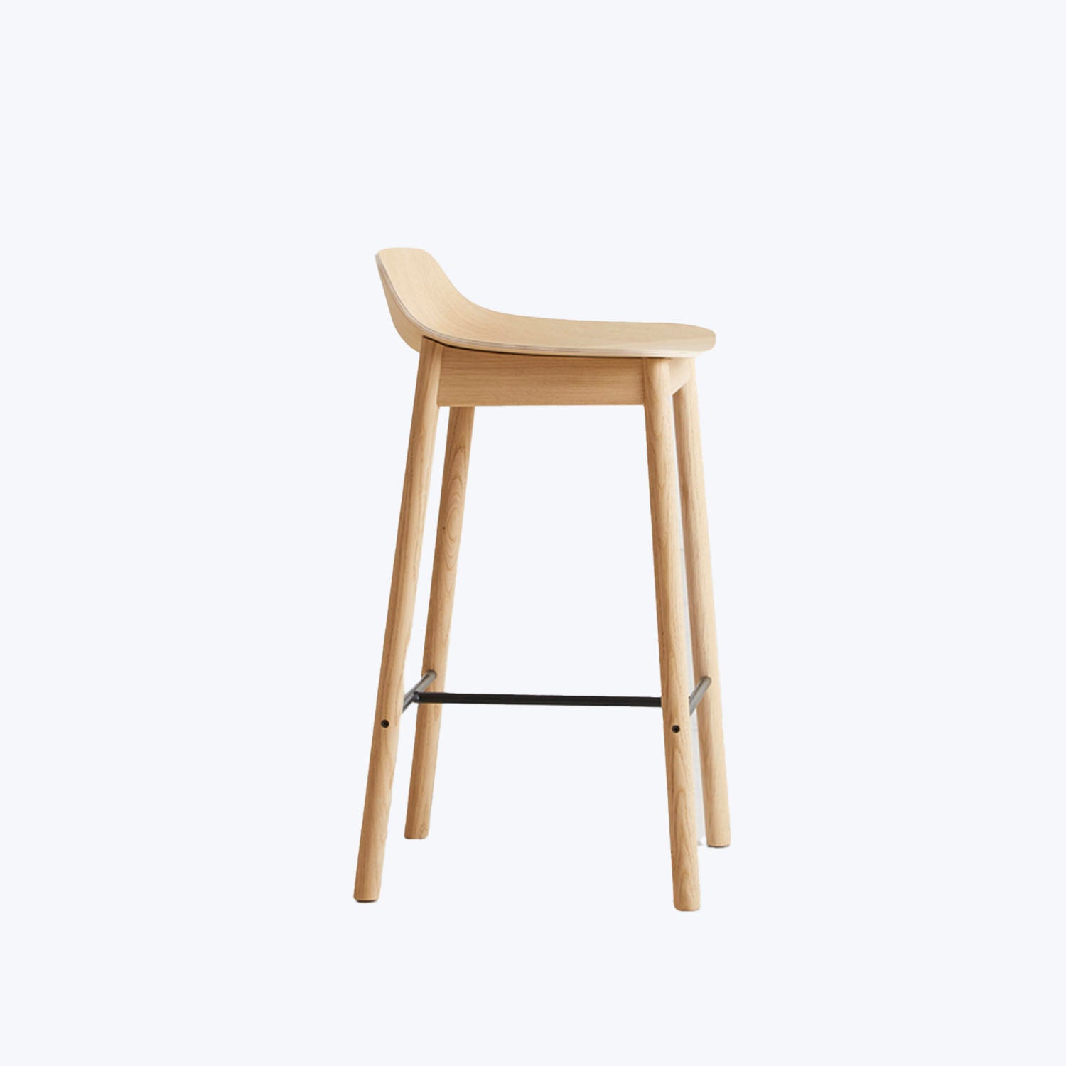 Modern wooden bar stool with curved seat and stylish design