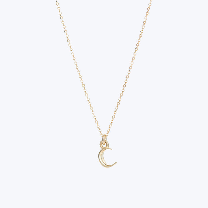Itty Bitty Crescent Moon Charm Necklace-14k gold