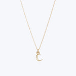 Itty Bitty Crescent Moon Charm Necklace-14k gold