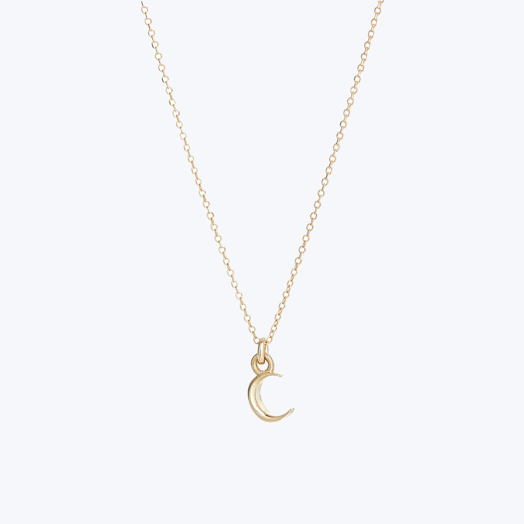 Itty Bitty Crescent Moon Charm Necklace-14k gold
