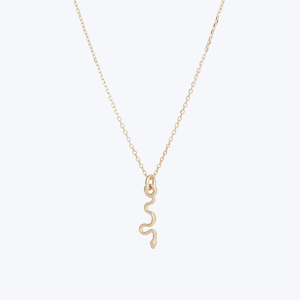 Itty Bitty Snake Charm Necklace-14k Gold