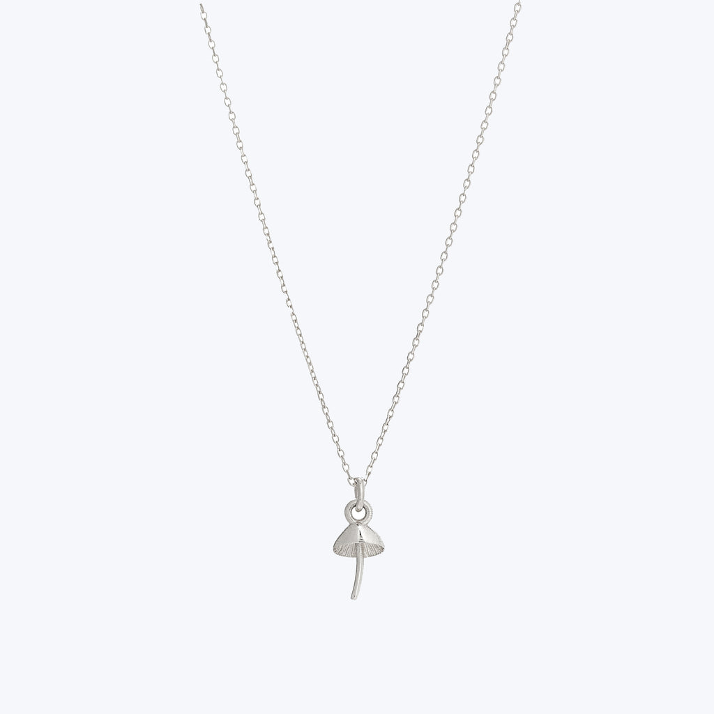 Itty Bitty Mushroom Charm Necklace-Sterling Silver