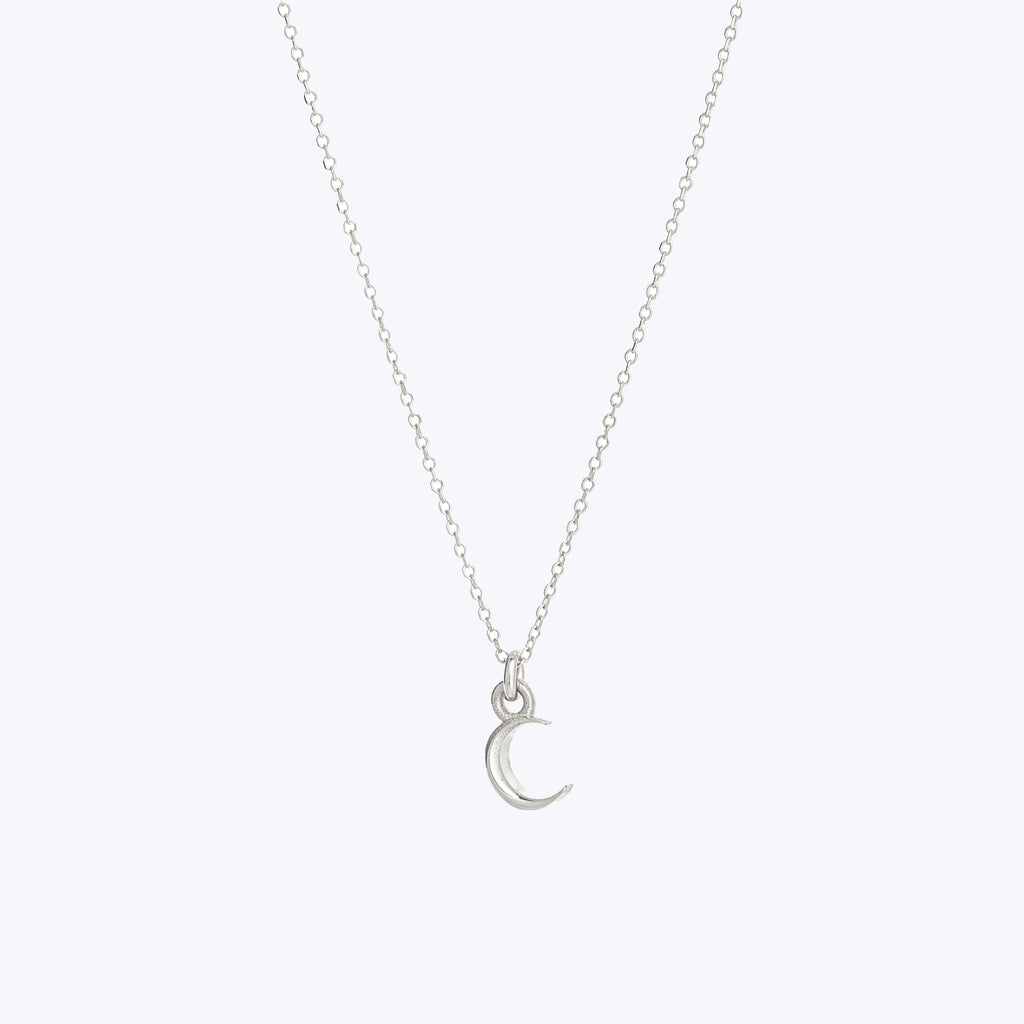 Itty Bitty Crescent Moon Charm Necklace-Sterling Silver