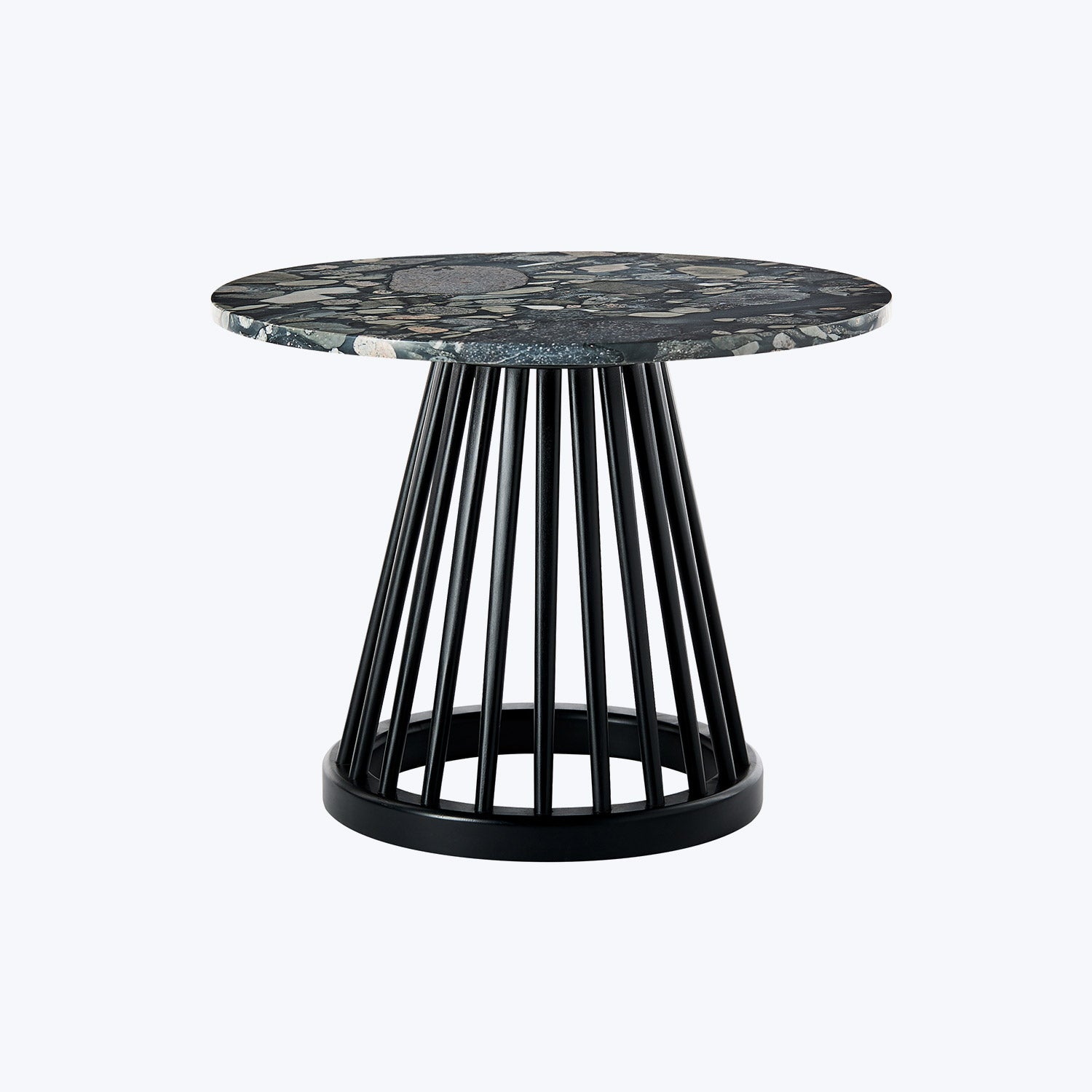 Fan Table-Black-Pebble Marble-24"