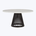 Fan Table-Black-White Marble-35"