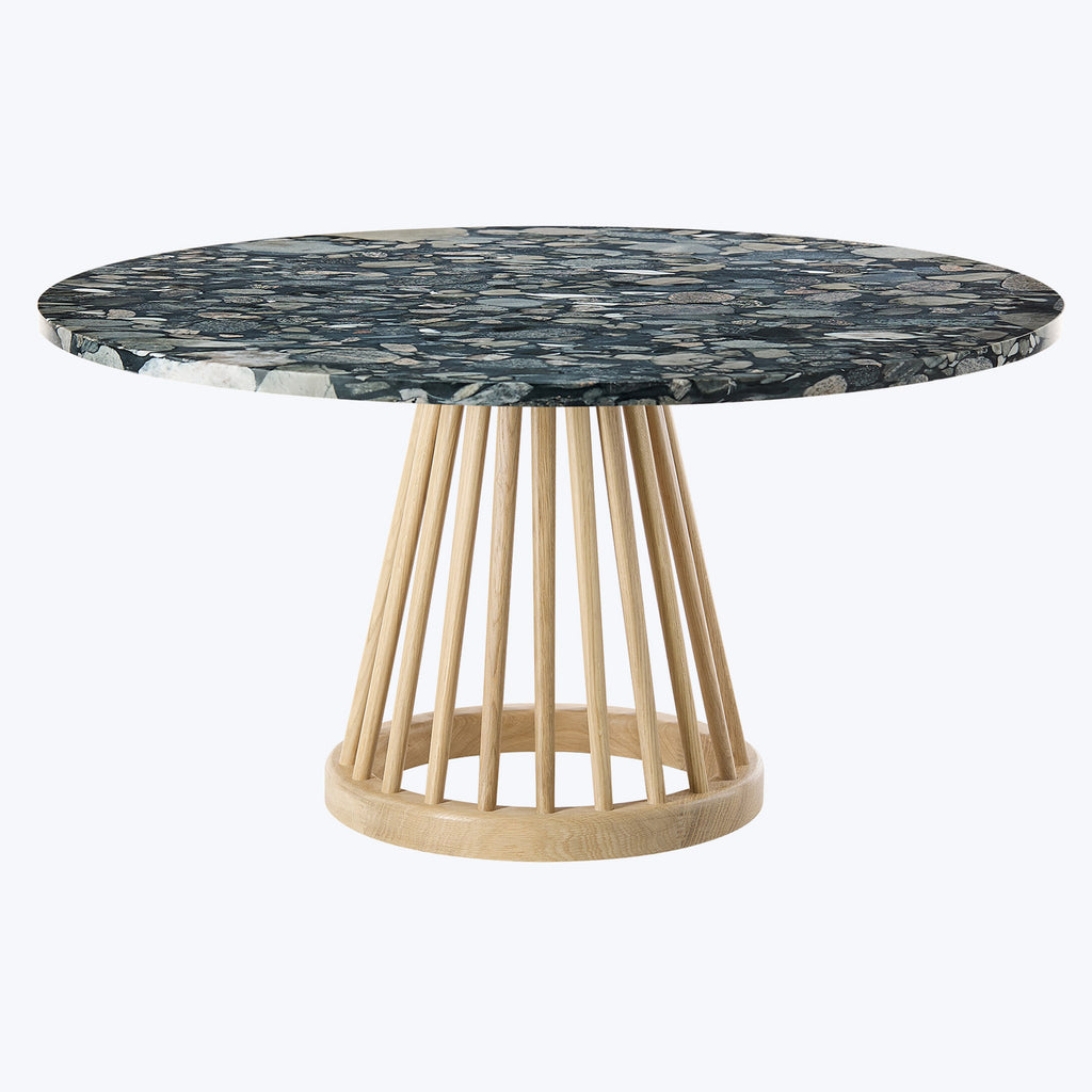 Fan Table-Natural-Pebble Marble-24"