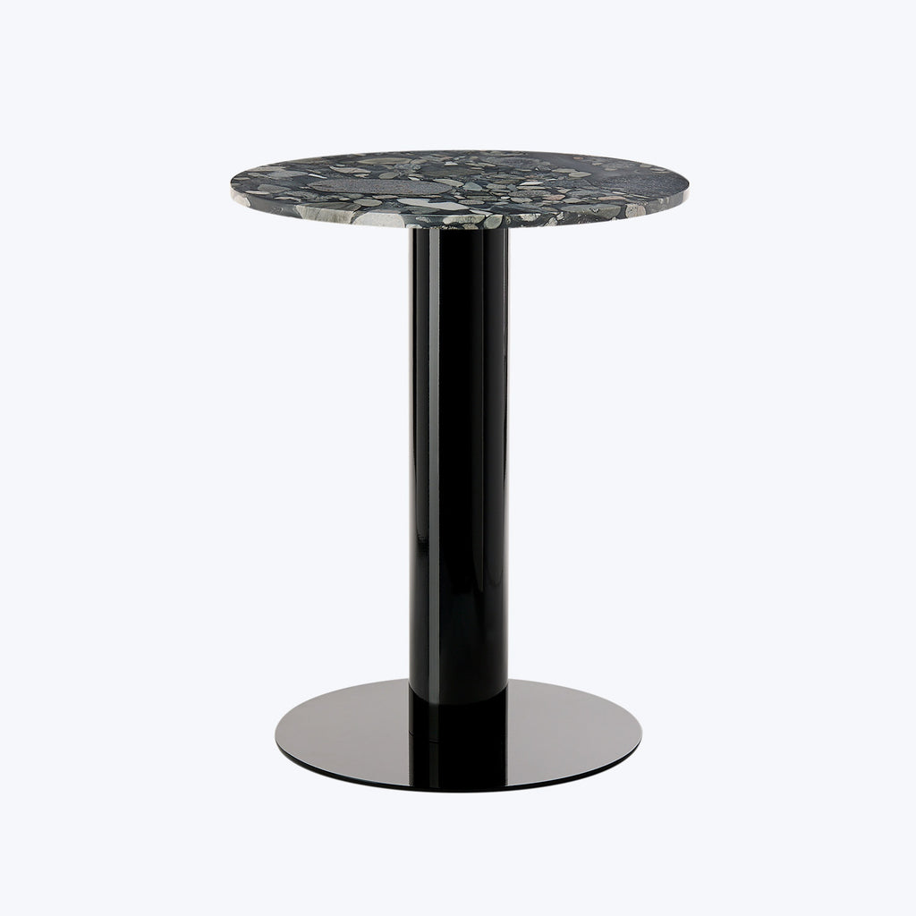 Tube Dining Table-Black-Pebble Marble-24"