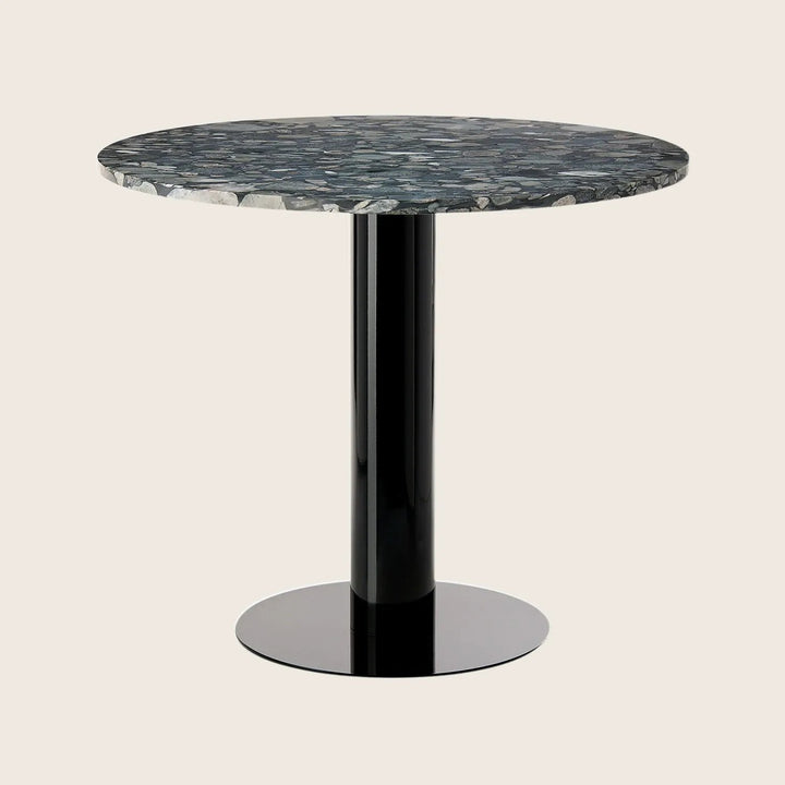 Tube Dining Table-Black-Pebble Marble-35"