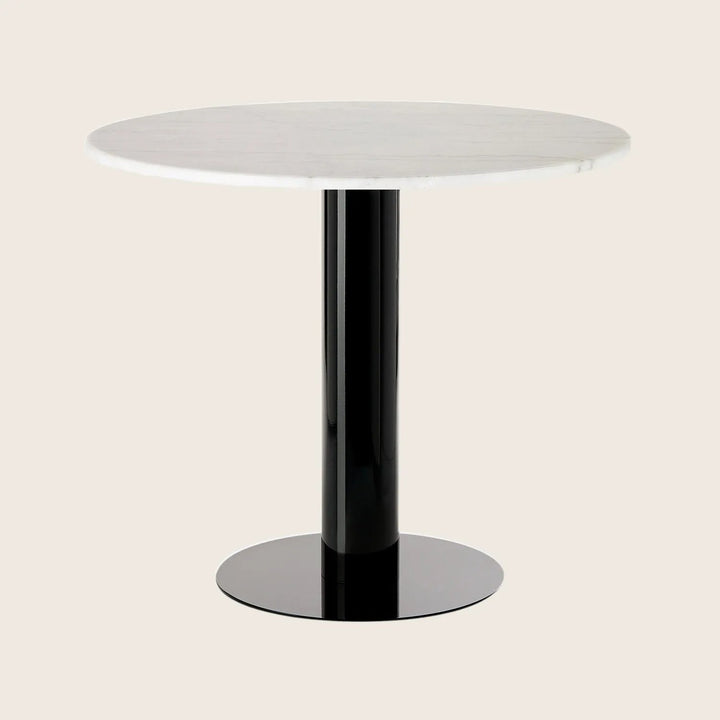 Tube Dining Table-Black-White Marble-35"