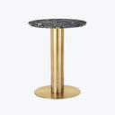 Tube Dining Table-Brass-Pebble Marble-24"