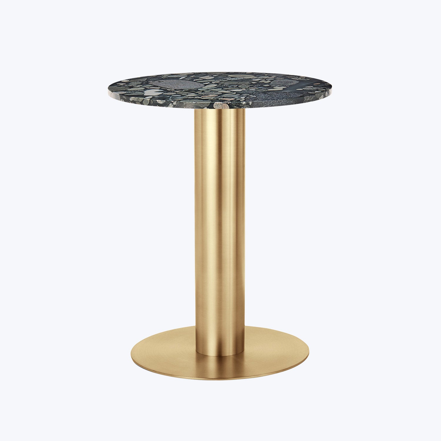 Tube Dining Table-Brass-Pebble Marble-24"