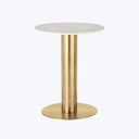 Tube Dining Table-Brass-White Marble-24"