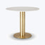 Tube Dining Table-Brass-White Marble-35"