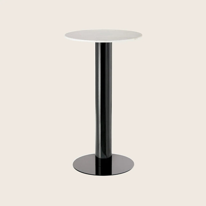 Tube High Table Black / White Marble / 24"