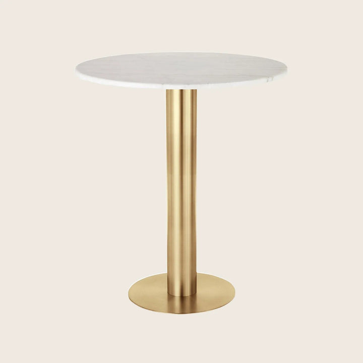 Tube High Table Brass / White Marble / 35"