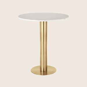 Tube High Table Brass / White Marble / 35"