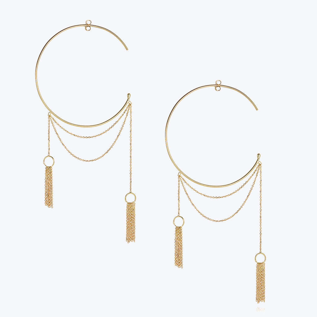 Take a Bow Hoop Earrings, 2 Tassels Default Title