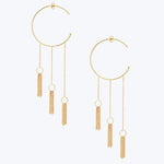 Take a Bow Hoop Earrings, 3 Tassels Default Title