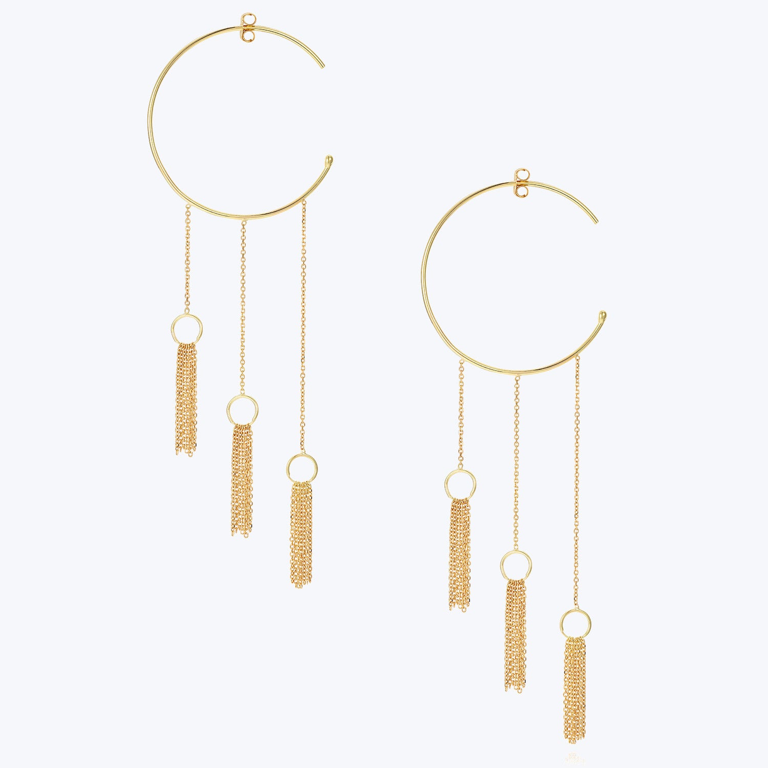 Take a Bow Hoop Earrings, 3 Tassels Default Title