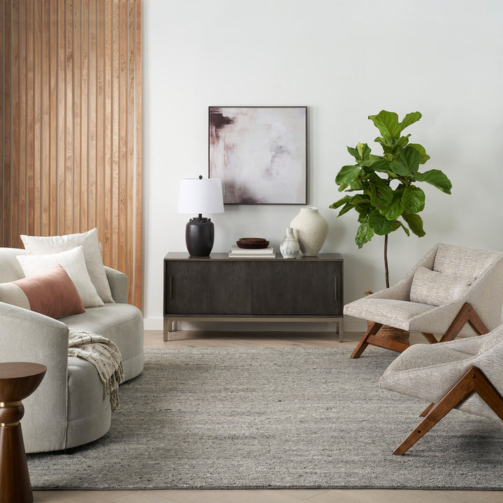Grey Essentials Distressed Solid Wool Rug