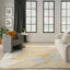 Sand Blue Contemporary Wool Blend Rug