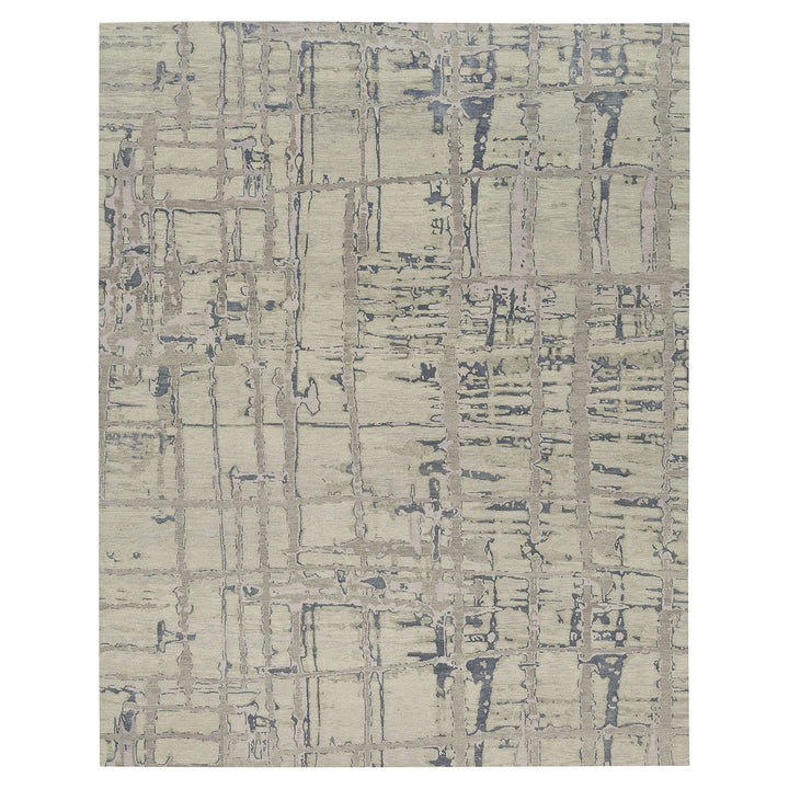 Modern Hand-Knotted Wool & Silk Rug - 9' x 12' Default Title