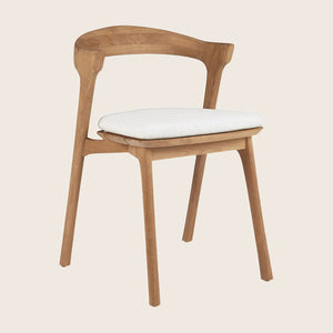 Teak Bok Outdoor Dining Chair, Upholstered-Off White