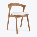 Teak Bok Outdoor Dining Chair, Upholstered-Off White
