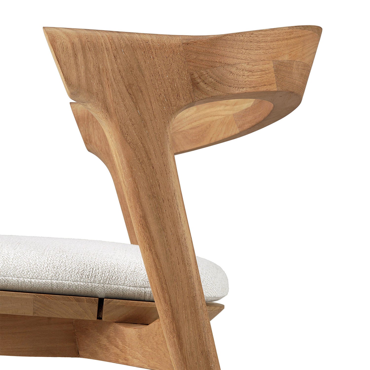 Teak Bok Outdoor Dining Chair, Upholstered Off White