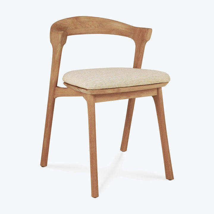 Teak Bok Outdoor Dining Chair, Upholstered Natural