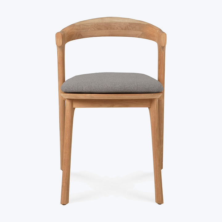 Teak Bok Outdoor Dining Chair, Upholstered Mocha