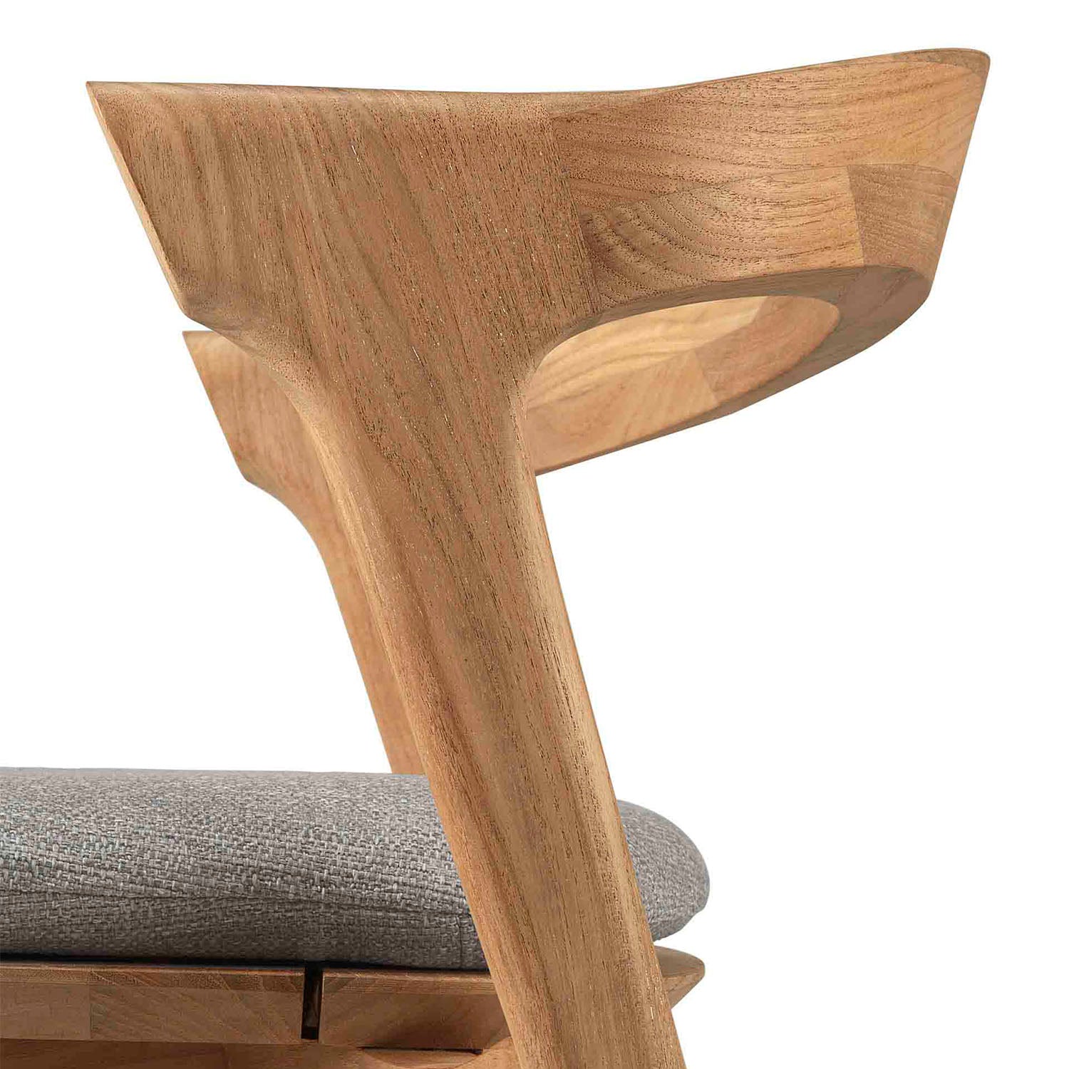 Teak Bok Outdoor Dining Chair, Upholstered Mocha