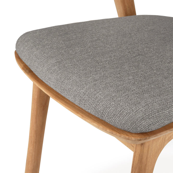 Teak Bok Outdoor Dining Chair, Upholstered Mocha