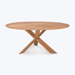Teak Circle Outdoor Dining Table-53.5" - hover