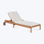 Teak Jack Outdoor Adjustable Lounger-Off White-Thin Cushion