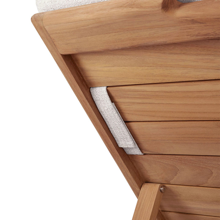 Teak Jack Outdoor Adjustable Lounger Off White / Thin Cushion