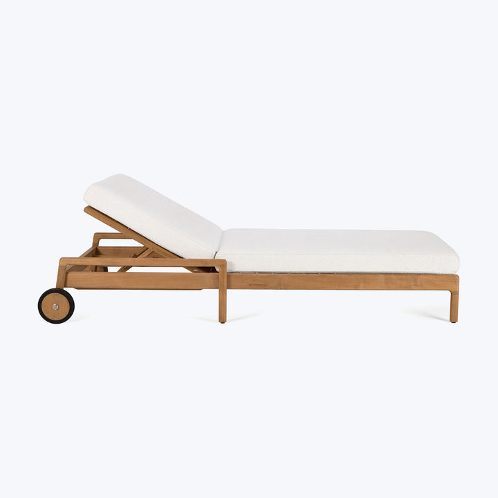 Teak Jack Outdoor Adjustable Lounger Off White / Standard Cushion